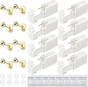 [Orglace] 32 Pcs Ear Piercing Kit Disposable Ear Piercing Gun Kit with 8Pcs Self Ear Piercing Gun and 8Pcs Earrings Stud 8Pcs Alcohol Pads,8Pcs Clear Piercing Disc