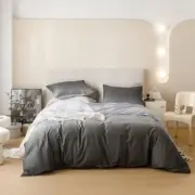 Light Grey Duvet Cover 100% Cotton Farmhouse Dark Gray Queen Gradient Gray