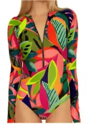 Trina Turk Rainforest Open Back Paddle Suit Rash Guard Swimsuit Coverup XL NWT