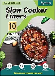 [Syntus] Slow Cooker Liners, 10 Count Cooking Bags Small Size Disposable Pot Liners Plastic Bags, Fit 1QT to 3QT for Slow Cooker Cooking Trays, 10.5"x 17.5" 1 Pack, SCL10-S