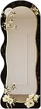 Full Length Mirror, Black with Stand Free-Standing Floor Mirror,Oversized Floor Standing Mirror with Crystal Porcelain Frame(160cm)