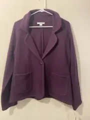 Pendelton Purple 100% Lambs Wool Blazer Style Cardigan Sweater NWT Medium M