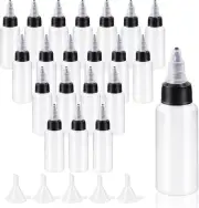 25Pcs 30ML/1oz Dispensing Bottles with Funnel Set, Boston Round LDPE Plastic
