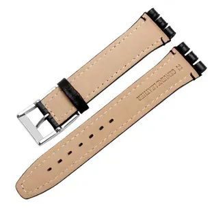 17 毫米 19 毫米錶帶適用於 S-Watch 正品小牛皮錶帶黑色棕色白色防水不銹鋼表扣男士女士商務