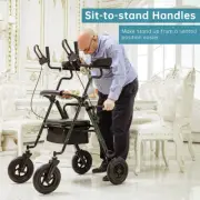10’’ ELENKER Deluxe Upright Rollator Walker Upgrade Walking Medical Aid Rolling