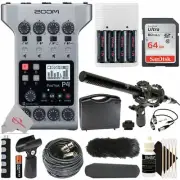 Zoom PodTrak P4 Portable Podcast Recorder + Shotgun Microphone Kit + Accessories
