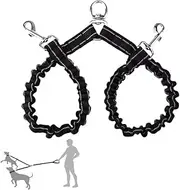 2 Dog Leash 360° Swivel No Tangle Double Dog Walking & Training Leash Comfortable Shock Absorbing Reflective Bungee for Small or Large Dogs