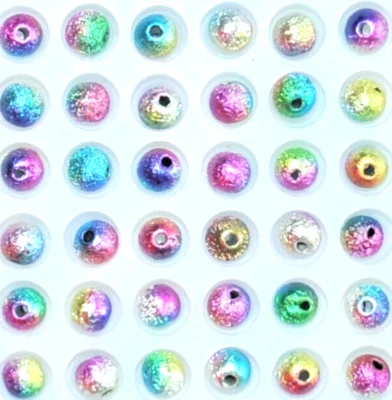 quality acrylic beads, ribbed surface of triple-colours, round of 4, 6, 8, 10 mm