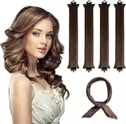 4PCS Heatless Hair Curler with Silk Head Scarf, Overnight Wavy Hair Curlers Blowout Rods Curlers Headband No Heat for All Hairs Types, Soft Hair Roller for Sleeping for Long Hair Volume Blow Out Women