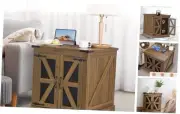 Farmhouse End Table with Storage Cabinet, 24" Large Sofa Side Table,