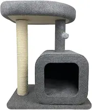 Cattitude Cat Scratch Post Felt That, Grey, 70cm Height - Cat House, Sisal, Hanging Pom Poms, Soft Plush Material