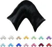 Silky Soft Satin V/U/Tri/Boomerang/Maternity Shaped Pillowcase - Double Stitched (Black)