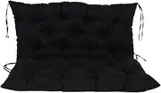 Waterproof Bench Cushion with Backrest, 2 or 3 Seater Recliner Replacement Pad Indoor Outdoor Furniture Patio Swing Seat Cushion with Strap 100 * 100 * 10cm Black