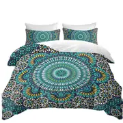 Turquoise White and Yellow Mandala Quilt Cover