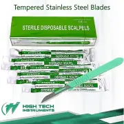 Box of 10 Disposable Sterile Scalpel #14 Stainless Steel Blades Graduated Handle