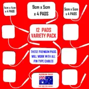 Caremax TENS EMS compatible ELECTRODE PADS - 12 PADS PREMIUM VARIETY PACK ⭐⭐⭐⭐⭐