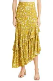 Ted Baker Orange & Pink Floral Odissa Midi Skirt $275, Size Medium (3)