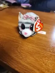 TY Beanie Teenie Tys Cassie the Grey Cat Stackable Plush Animal Toy 4"