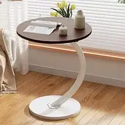 [INONE] Small Side Table End Table,c Table Bed Table,Round Sofa Side Table,Side Tables for Living Room, Small Space, Ledroom, Couch (Dark Brown+White)