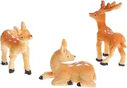 BCOATH 3pcs Miniature Deer Figurines for Garden Decoration Realistic Deer Statues for Bonsai Decor for Home Desk and Flower Pot Landscape DIY Accessories