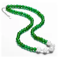 在飛比找momo購物網優惠-【RJNewYork】淡水珍珠綠綠玉瑪瑙水晶項鍊手鍊耳環(綠