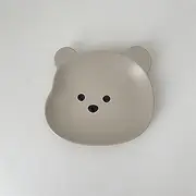 Bear Plate Bowl Cute Ears Handle Dessert Plate Oatmeal Breakfast Bowl Tableware Set of Baby Tableware (Color : Gray Plate 6inch)