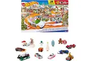 Hot Wheels Toy Car Set, 2023 Advent Calendar with 8 1:64 Scale Vehicles, 16 Accessories Playmat for Kids Collectors