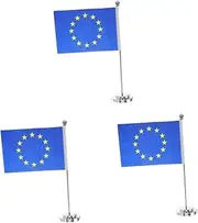 SHINEOFI 3pcs Eu National Flag Stand Compact for Desk Classroom Office Decorations