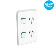 Clipsal Iconic Vertical Double Powerpoint 10A Skin Vivid White | 3025VC-VW