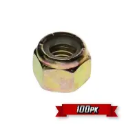Nylock Nut (Nylon Insert Lock Nut), 3/8"-24 Thread, Yellow Zinc, GR.8 {100pk}