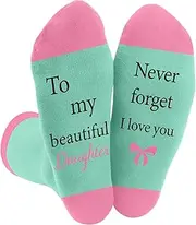 [DTUIEUI] Daughter Gifts from Mum,Daughter Graduation Valentines Christmas Mothers Day Inspiration Birthday Gifts for Daughters Adult from Dad,Present for Daughters Novelty Socks Daughter Gift from Mum and Dad