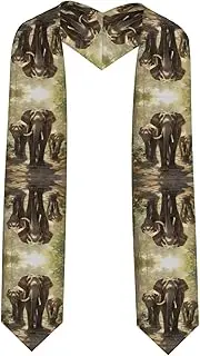 [SKKNT] Asian Elephants Print Graduation Shawl Stole For Academic Commencements Honor Sash Congratulations Gift