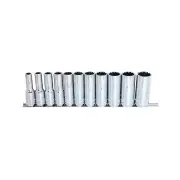 SP Tools 11Pcs 1/2" Drive Deep Socket Rail Set - 12 Point SAE Cr-V Steel
