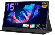 AYY Portable 15" FHD Monitor USB-C Mini-HDMI External Display with Dual Speakers