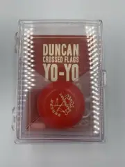 Duncan Wooden Crossed Flags Tournament Vintage-YoYo - Red, in case, new open box