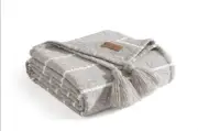 Koolaburra by UGG Hart Boucle Woven Throw with Tassels Silver & KB White 50 x 70