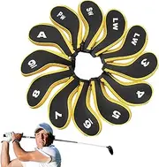 Golf Club Head Sleeves, Golf Iron Covers, 12 x Golf Head Covers, Number Alphabet Design Golf Equipment, Sports Fan Club in All Weather Conditions, Compatible with All Brands for the Driver