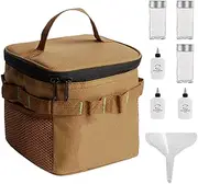 Camping Seasoning Container, Camping Seasoning Organizer with 6 Bottles, Seasoning Jar Set, Salt and Pepper Holder, Picnic BBQ Seasoning Organizer, Backpacking Seasoning Holder, Hiking Seasoning