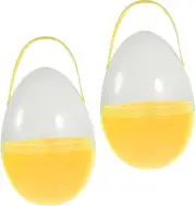 NAMOARLY 2 PC Eggs Clear Eggs Basket Egg Cup Party Favors Plastic Baubles Egg with Handle Realistic Eggs Ornaments Balls Eggs Yellow Pp