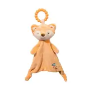 Shy Little Fox Teether Plush Toy 10 Inch Orange Silicone Baby Safe 100% Washable
