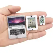 3 Pack Dollhouse Mini Laptop Tablet and Smart Phone Scene Computer Simulation...