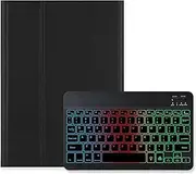 Backlit Keyboard Case for Xiaomi Redmi Pad SE 11 inch Case with Keyboard Backlight Detachable Keyboard Cute Candy Color Case,Black+Black