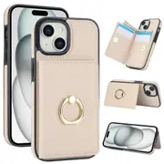 IPhone 13/Iphone 14 Case With Card Holder,Military Grade Drop Protection,Durable Shockproof Cover-White