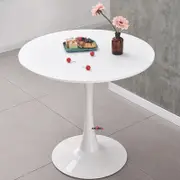 BRIBRION 1x White Round Tulip table Dining Table With Metal Pedestal Diameter 80CM For Home Office