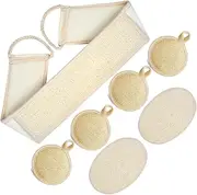 UCINNOVATE Natural Shower Loofah Eco-Friendly Egyptian Sponge 7 Packs, Exfoliating Loofah Sponge Face Pads Scrubber, Large Exfoliating Shower Loofa Body Scrubbers Buff Away Dead Skin for Smoother, Loofah Back Scrubber Dry Brushing Body Brush Applicator