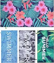 yupeuooe 4 Pack Microfibre Beach Towels for Adults, Double Sided Lightweight Beach Towel 150x70cm, Extra Large Thin Quick Dry SandFree Pool Towels for Travel, Swim, Sports, Camping, Yoga, Gym