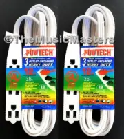 (2) 12' ft Electric AC Extension Cord 3 Outlet Splitter Adapter Power Cord Cable