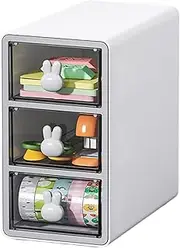 Small Transparent Drawer Organizer Stackable 3-Layer Cosmetic Storage Box for Desk, Office, Makeup Multilayer Desktop Organizer