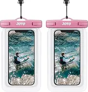 JOTO 2 Pack Floating Waterproof Phone Pouch Up to 7", IPX8 Floatable Underwater Phone Case Cellphone Dry Bag for iPhone 16 15 14 13 12 11 Pro Max Xs Max XR X 8 7 Plus SE/Galaxy S24 S23 S22 -Pink