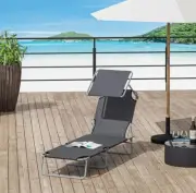 Outdoor Folding Sun Lounge Bed - Foldable Camping Bed Sun Lounger Bed for Bea...